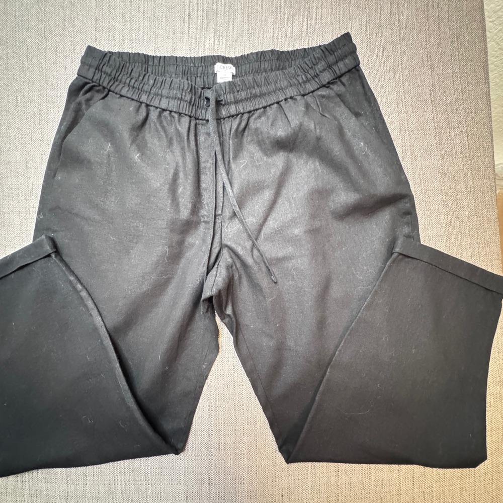 J.Crew Seaside Linen Cotton Blend Drawstring Pants Black Size 14